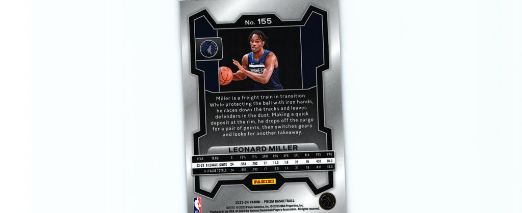 Leonard Miller 2023 Prizm #155 RC, Timberwolves