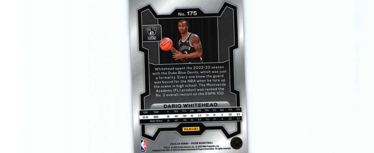 Dariq Whitehead 2023 Prizm #175 RC, Nets