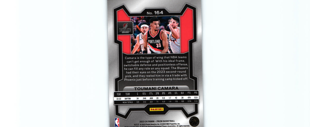 Toumani Camara 2023 Prizm #164 RC, Trail Blazers