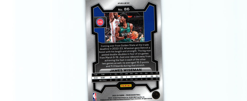 James Wiseman 2023 ICE Prizm #86, Pistons