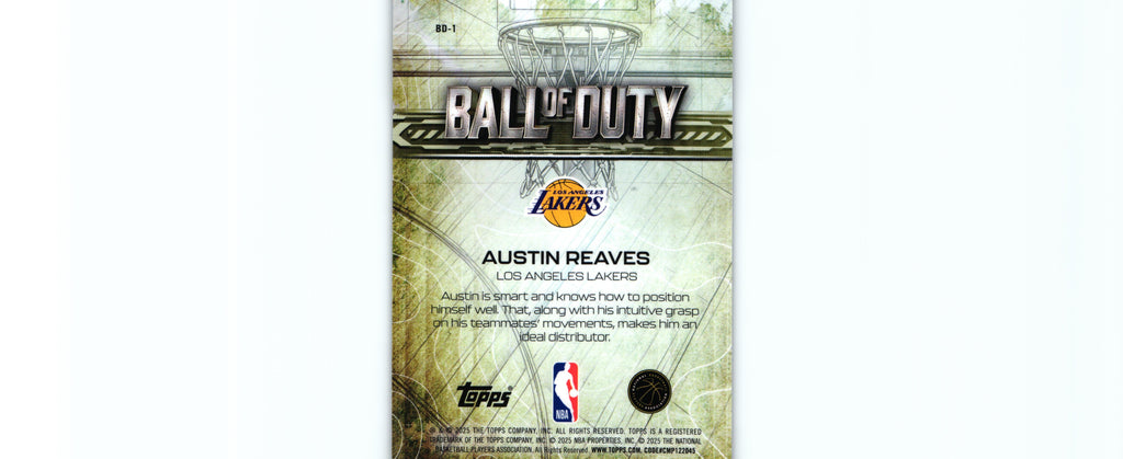 Austin Reaves 2025 Topps BD-1, Lakers