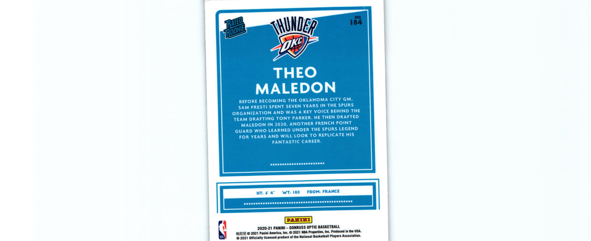 Theo Maledon 2020 Donruss Optic #184 RC, Thunder