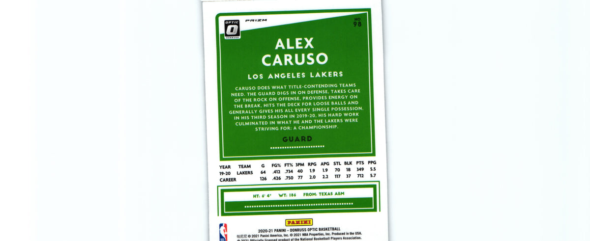Alex Caruso 2020 HOLO Donruss Optic #98, Lakers