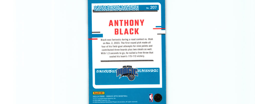 Anthony Black 2023 Donruss Optic #207 RC, Orlando Magic