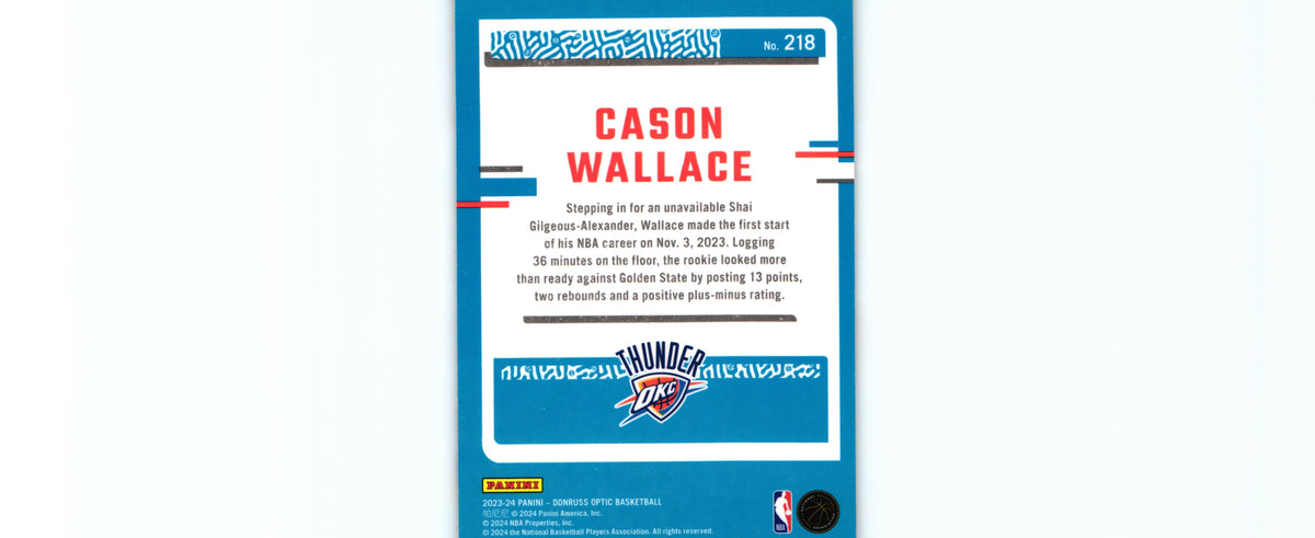 Cason Wallace 2023 Donruss Optic #218 RC, Thunder