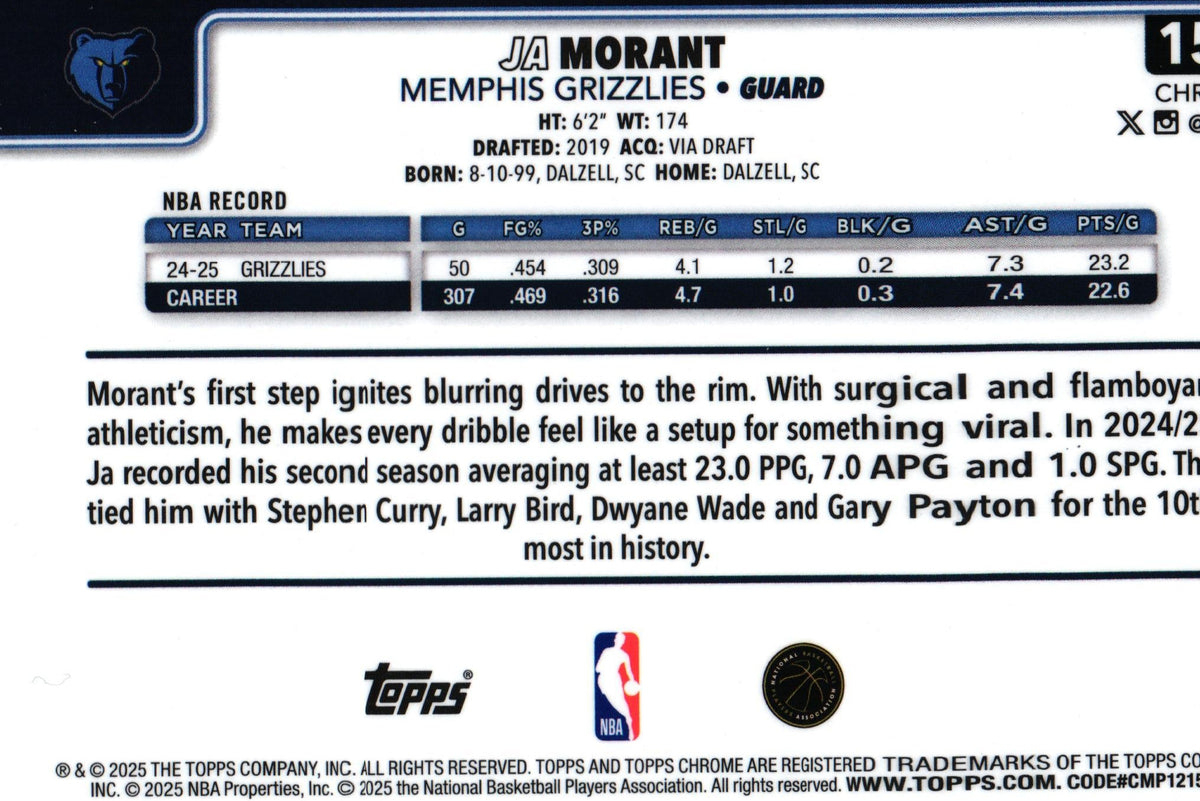 Ja Morant 2025 Topps #158, Grizzlies