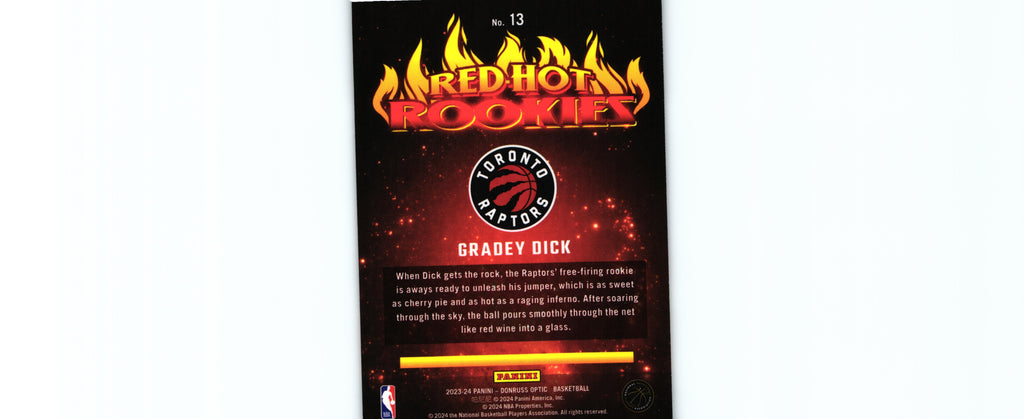 Gradey Dick 2023 Donruss Optic #13 RC, Raptors