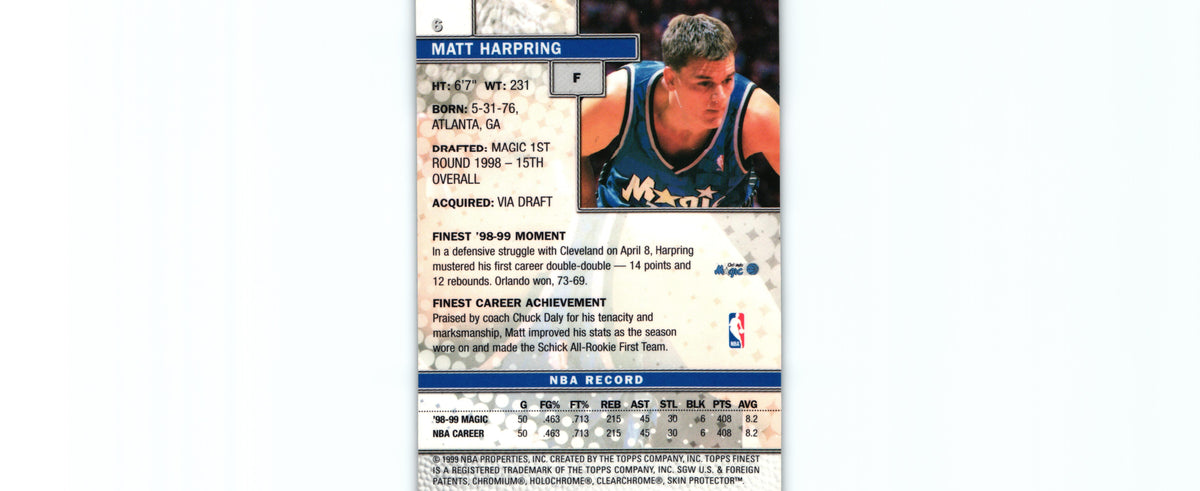Matt Harpring 1999 Topps #6, Orlando Magic
