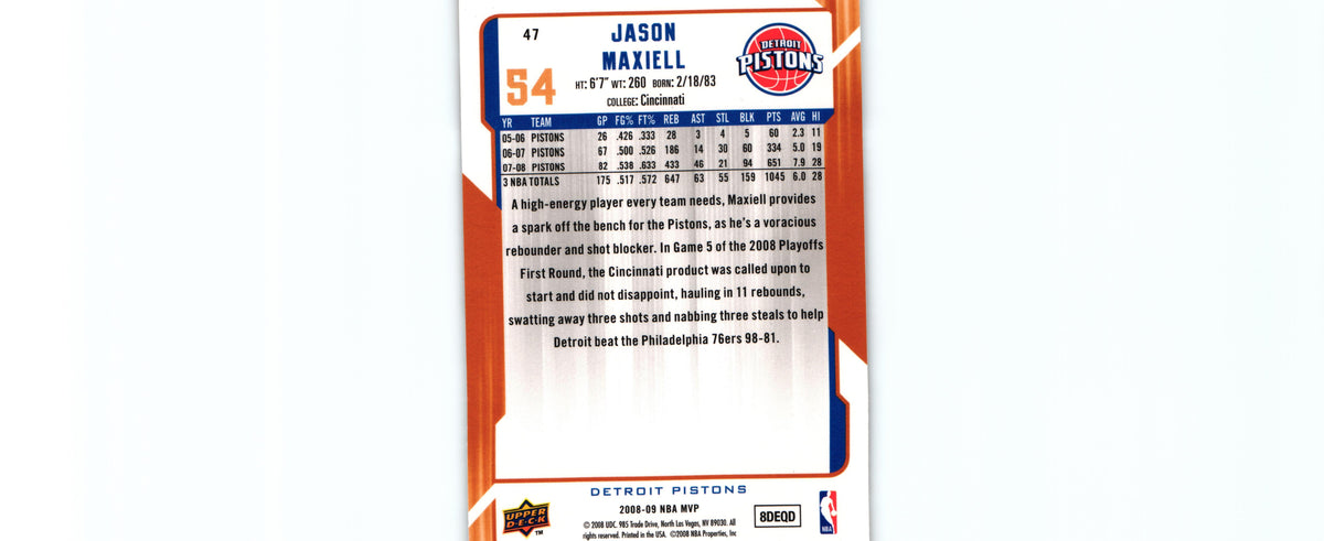 Jason Maxiell 2008 Upper Deck #47, Pistons