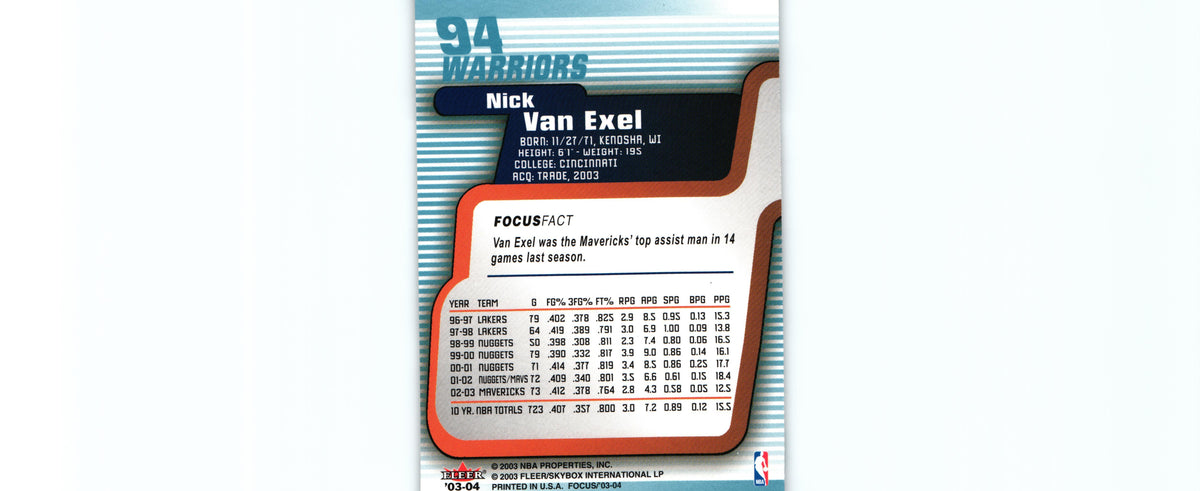 Nick van Exel 2003 Fleer Focus #94, Warriors