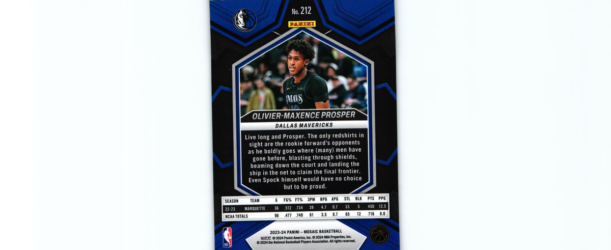 Olivier-Maxence Prosper 2023 Mosaic #212 RC, Mavericks
