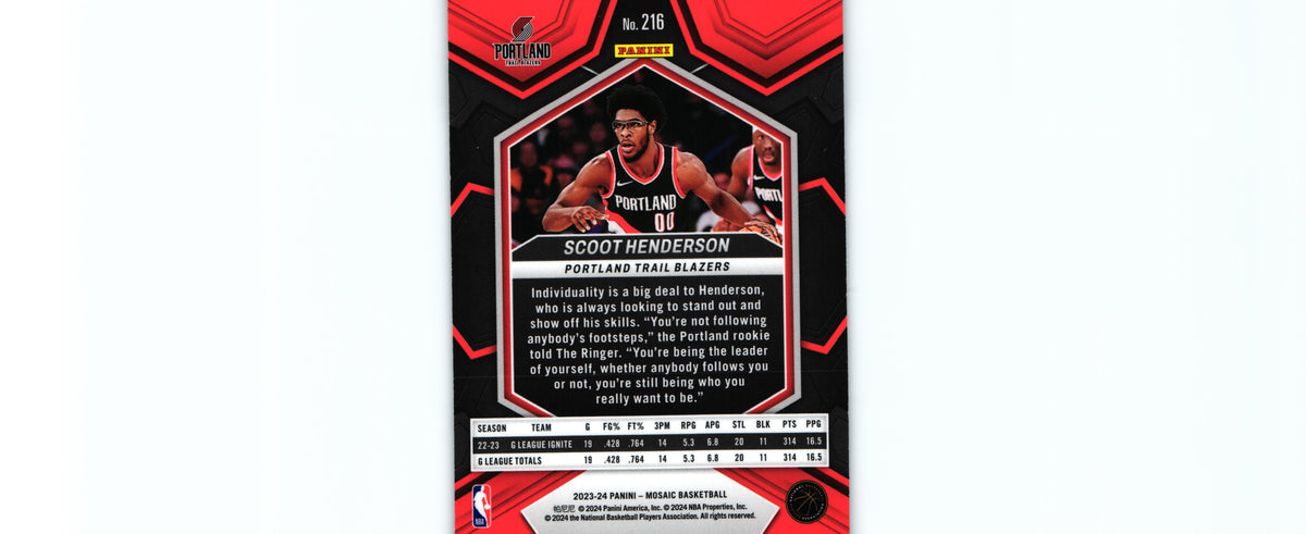 Scoot Henderson 2023 Mosaic #216 RC, Trail Blazers