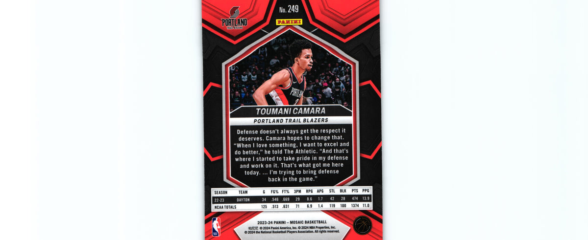 Toumani Camara 2023 Mosaic #249 RC, Trail Blazers