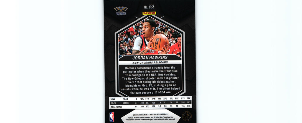 Jordan Hawkins 2023 Mosaic #253 RC, Pelicans
