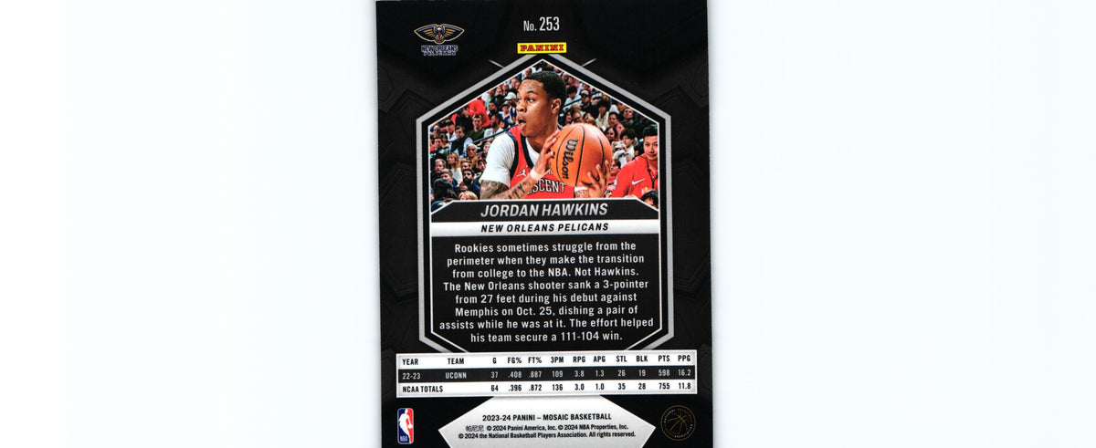 Jordan Hawkins 2023 Mosaic #253 RC, Pelicans