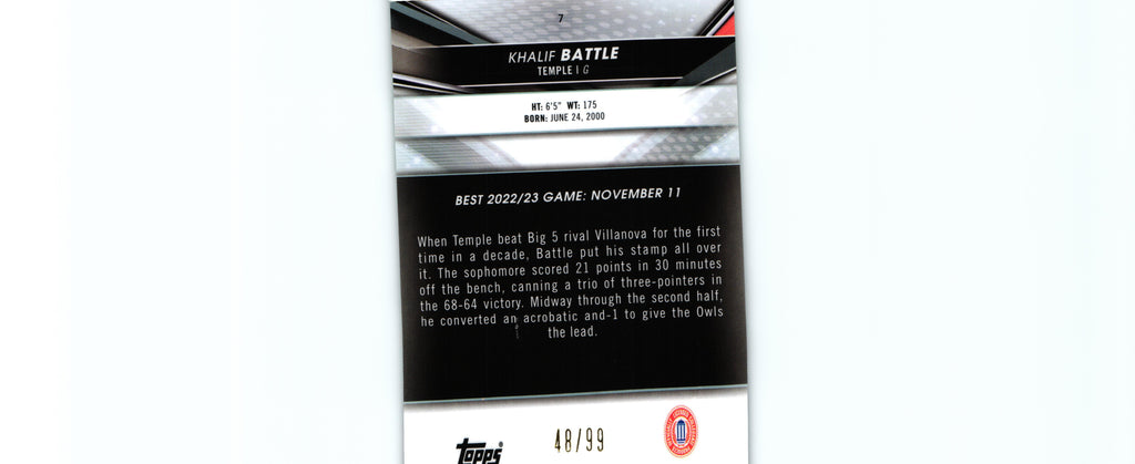 Khalif Battle 2023 GREEN Topps #7 /99, Temple