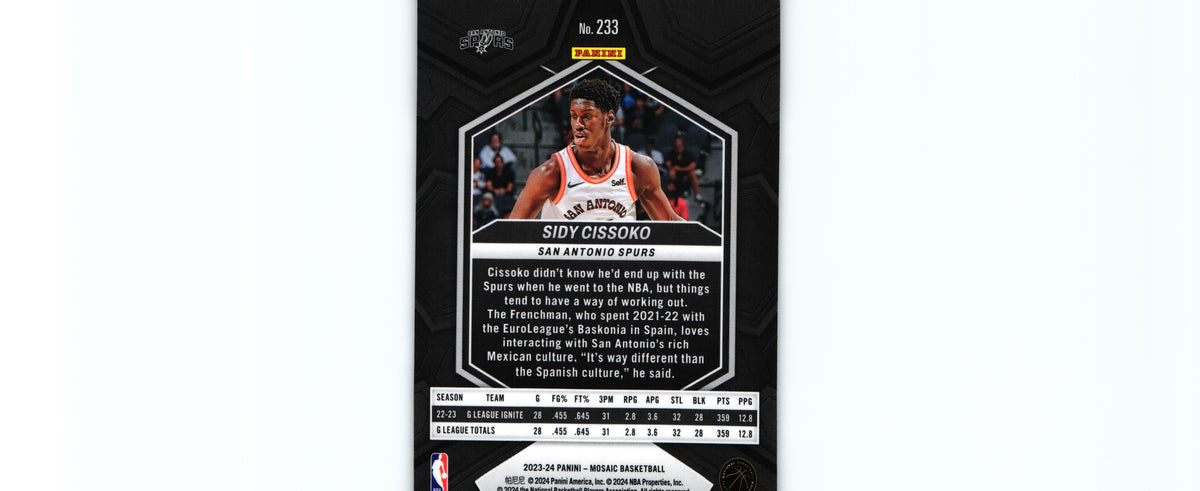 Sidy Cissoko 2023 Mosaic #233 RC, Spurs