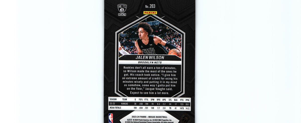Jalen Wilson 2023 Mosaic #203 RC, Nets