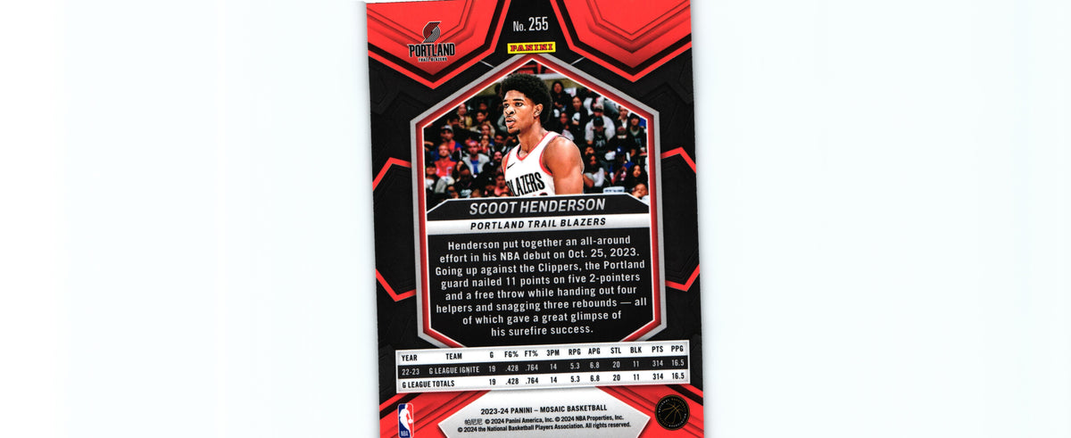 Scoot Henderson 2023 Mosaic #255 RC, Trail Blazers
