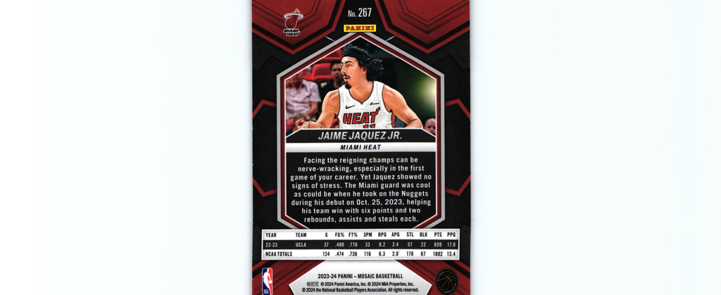 Jaime Jaquez 2023 Mosaic #267 RC, Miami Heat