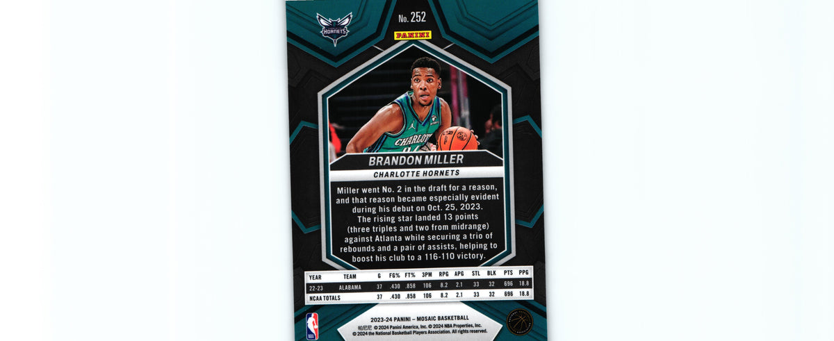 Brandon Miller 2023 Mosaic #252 RC, Hornets
