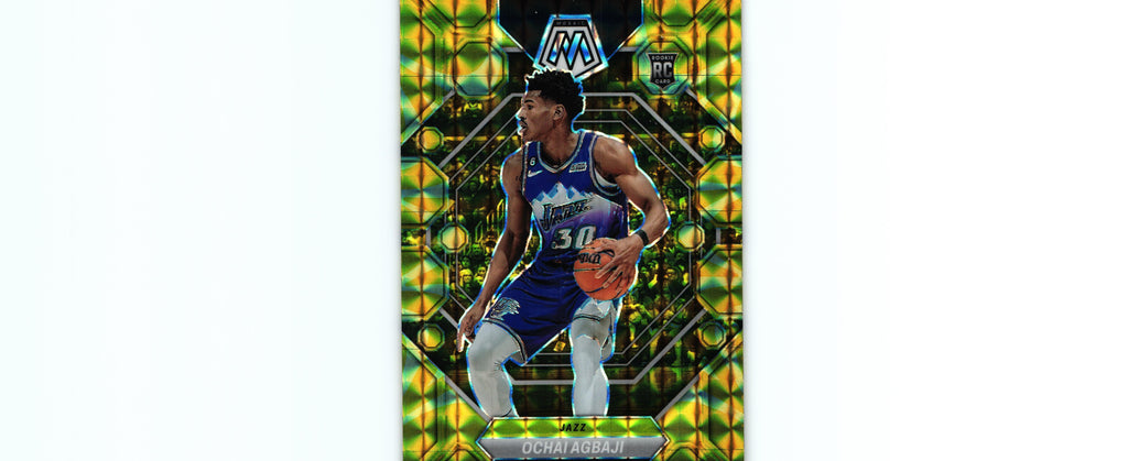 Ochai Agbaji 2022 REACTIVE YELLOW Mosaic #208 RC, Utah Jazz