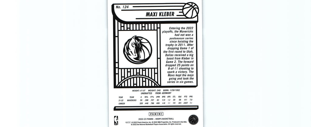 Maxi Kleber 2022 Hoops #124, Mavericks