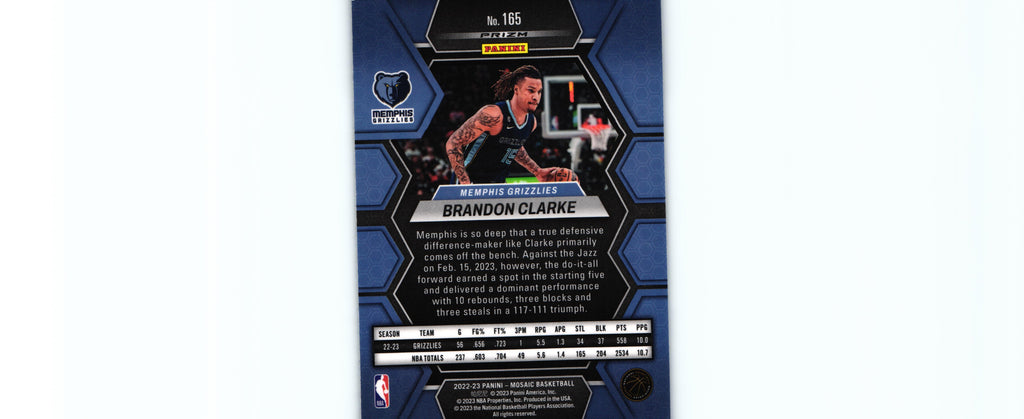 Brandon Clarke 2022 REACTIVE BLUE Mosaic #165, Grizzlies