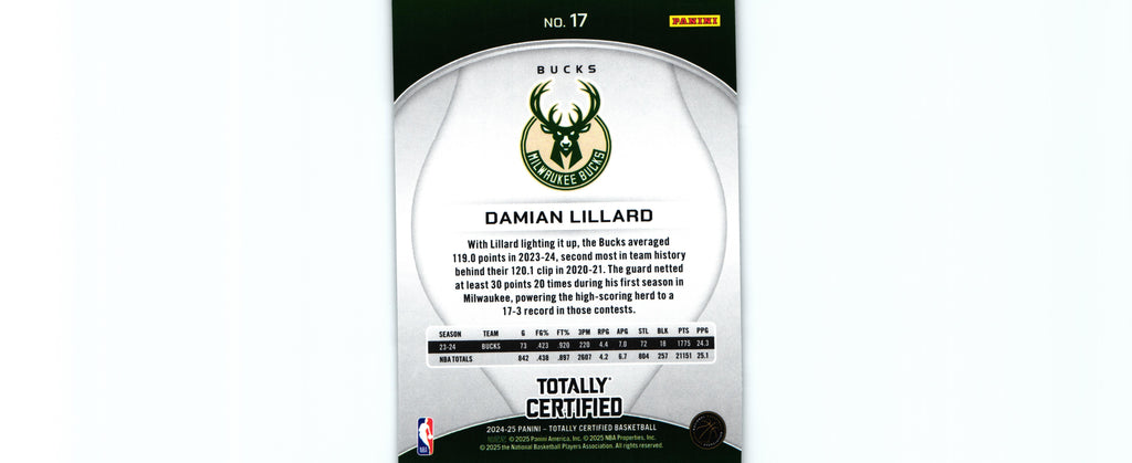 Damien Lillard 2024 Totally Certified #17, Bucks