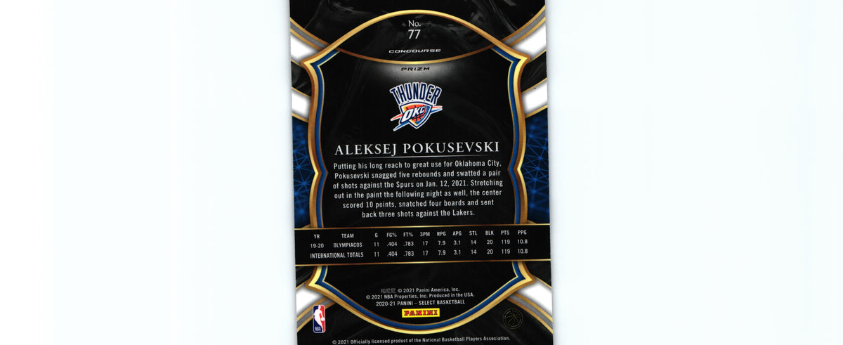 Aleksej Pokusevski 2020 RED WHITE ORANGE SHIMMER Select #77 RC, Thunder