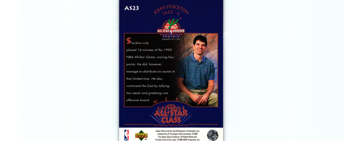 John Stockton 1995 Upper Deck AS23, Utah Jazz