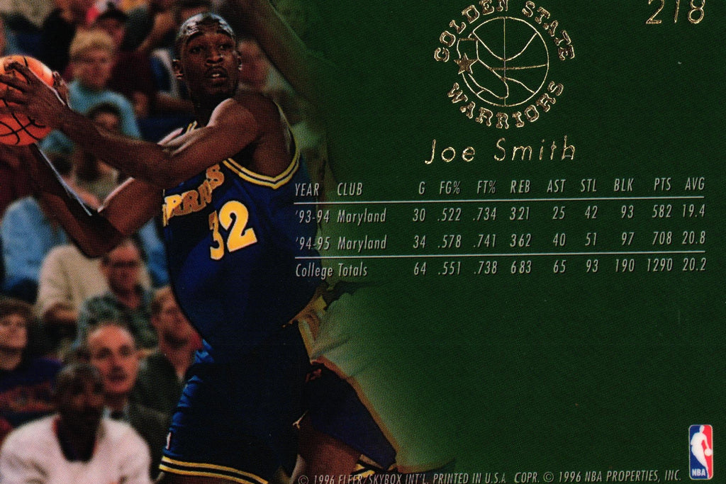 Joe Smith 1996 Fleer Skybox #218, Warriors