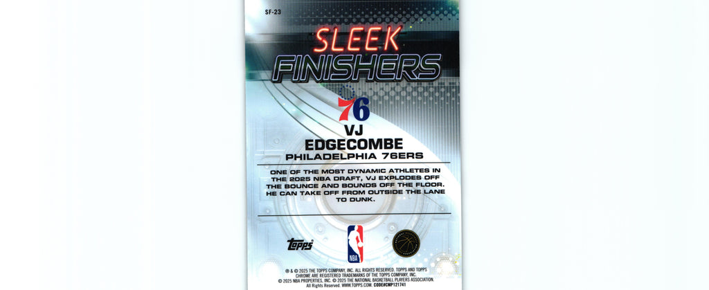VJ Edgecombe 2025 Topps SF-23 RC, 76ers