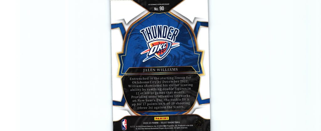 Jalen Williams 2022 Select #90 RC, Thunder