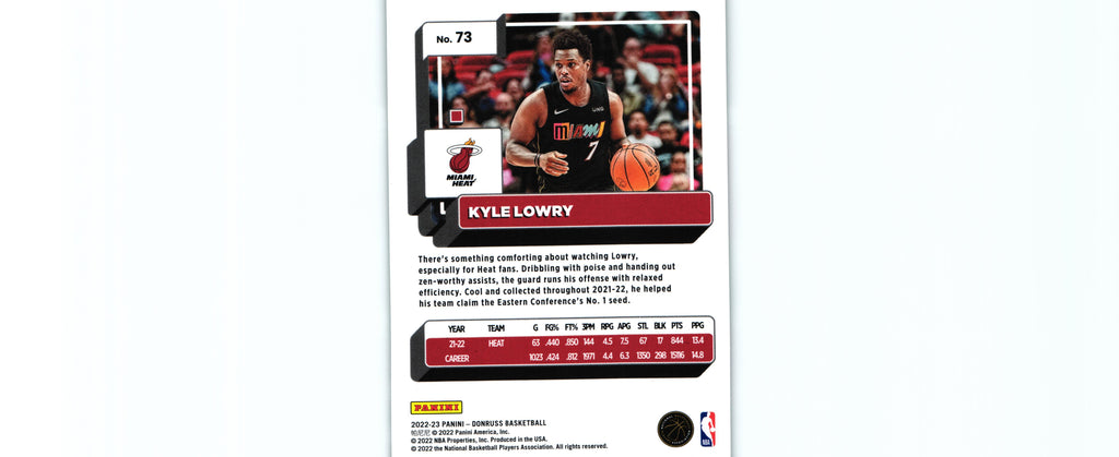 Kyle Lowry 2022 GREEN LASER Donruss #73, Miami Heat