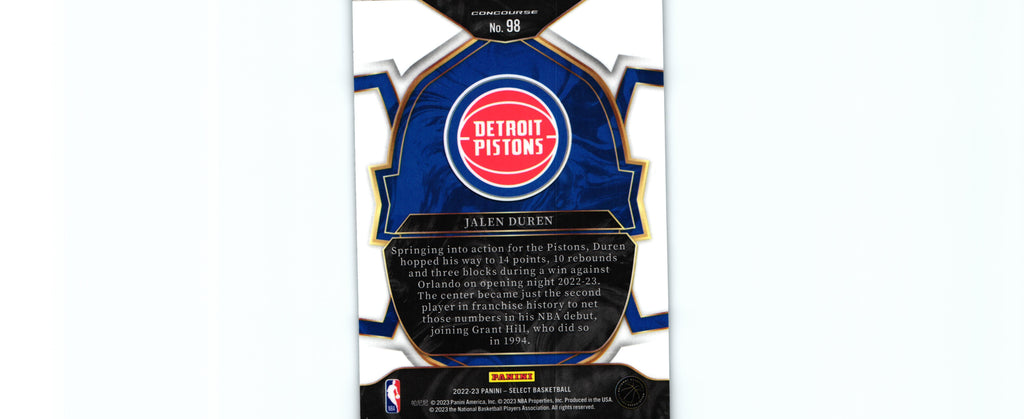 Jalen Duren 2022 Select #98 RC, Pistons