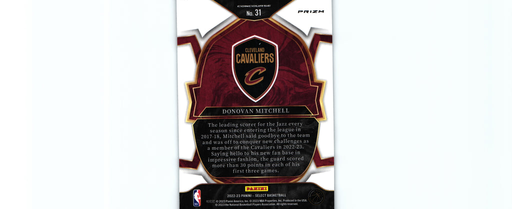 Donovan Mitchell 2022 SILVER Select #31, Cavaliers