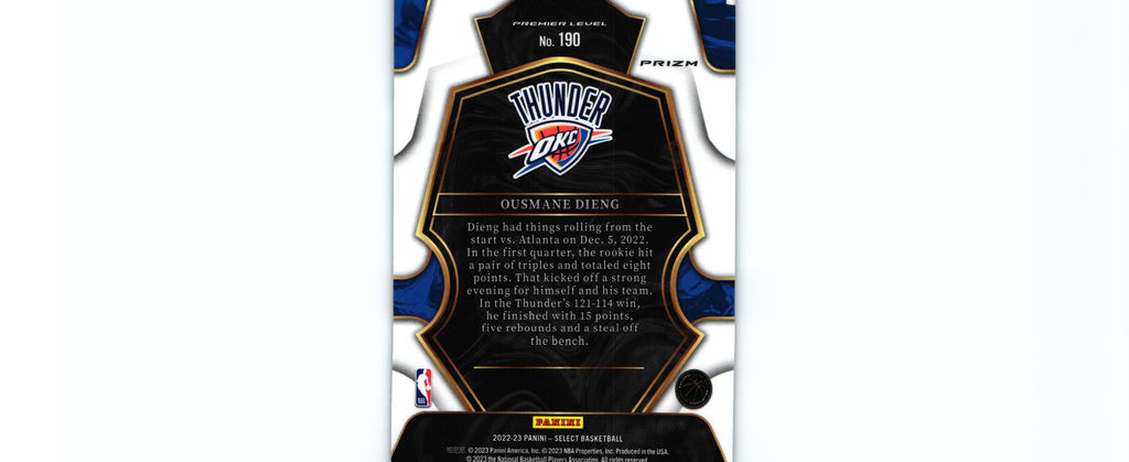 Ousmane Dieng 2022 GREEN SHOCK Select #190 RC, Thunder