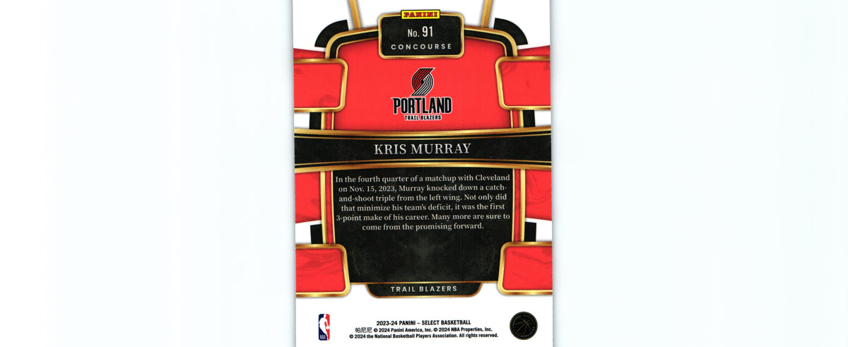 Kris Murray 2023 Select #91 RC, Trail Blazers