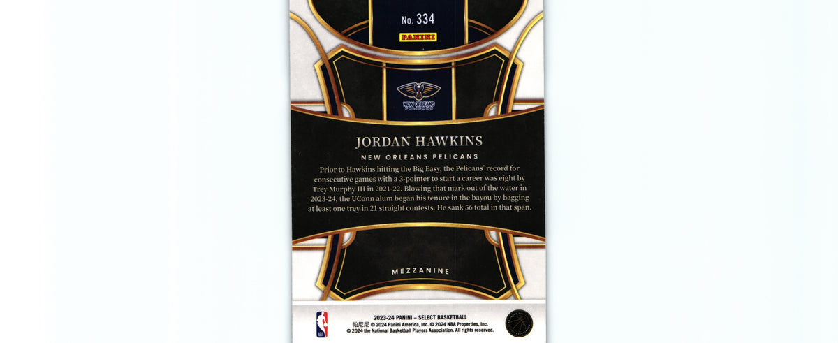 Jordan Hawkins 2023 Select #334 RC, Pelicans
