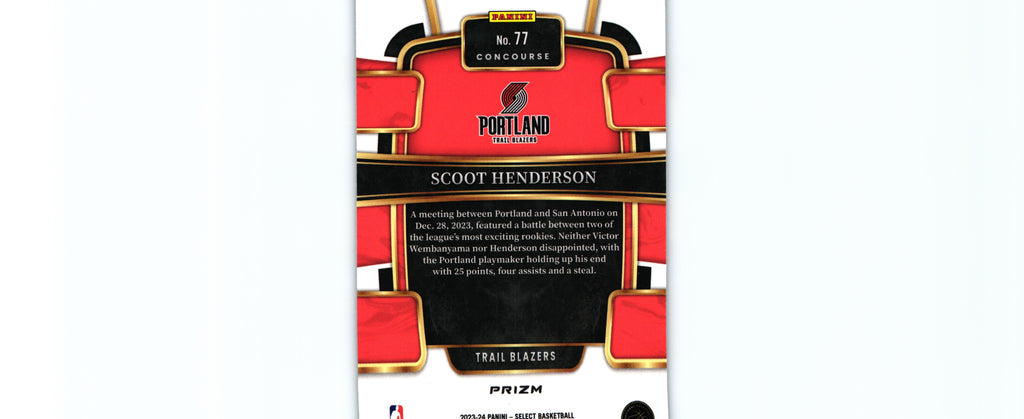 Scoot Henderson 2023 BLUE Select #77 RC, Trail Blazers