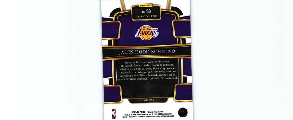 Jalen Hood-Schifino 2023 BLUE Select #99 RC, Lakers