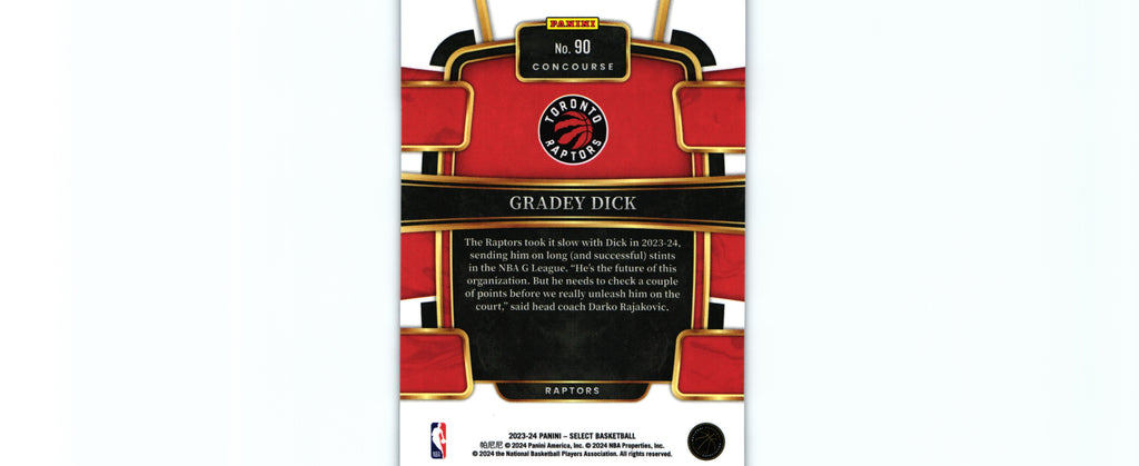 Gradey Dick 2023 BLUE Select #90 RC, Raptors