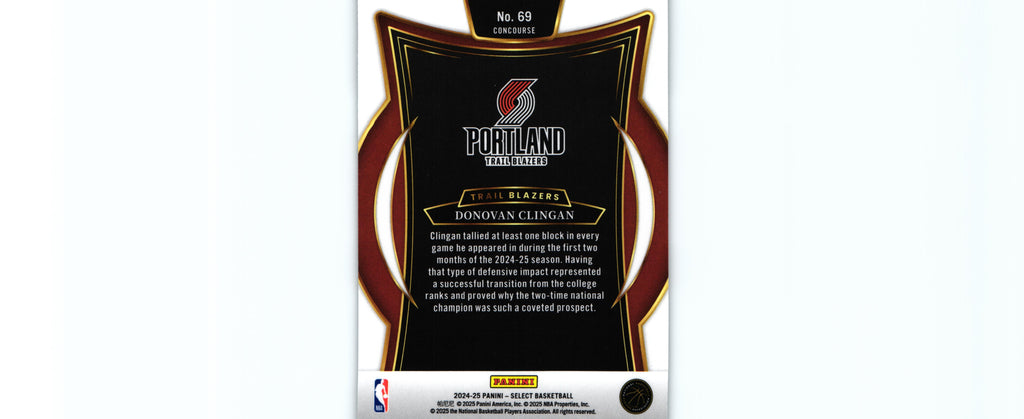 Donovan Clingan 2024 Select #69 RC, Trail Blazers