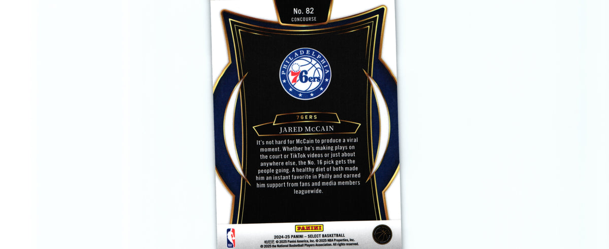Jared McCain 2024 Select #82 RC, 76ers
