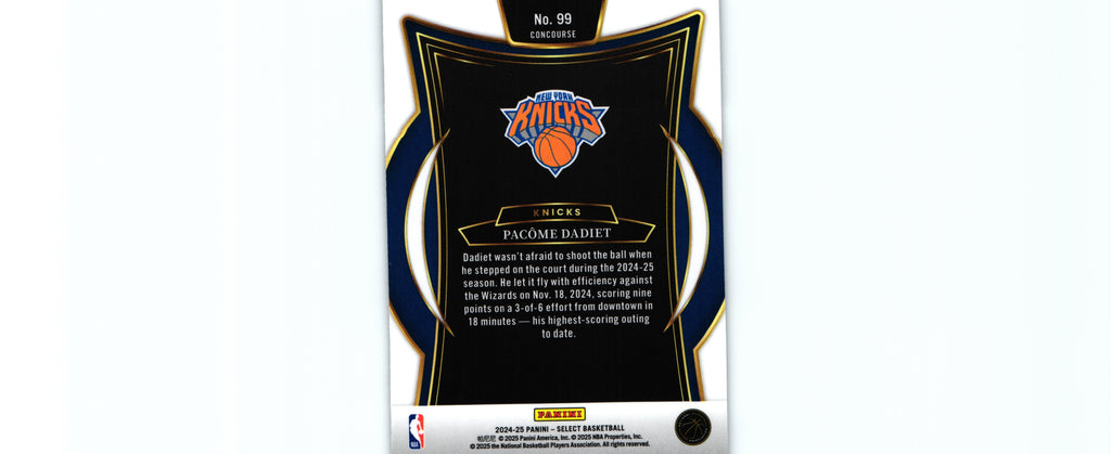 Pacome Dadiet 2024 Select #99 RC, Knicks