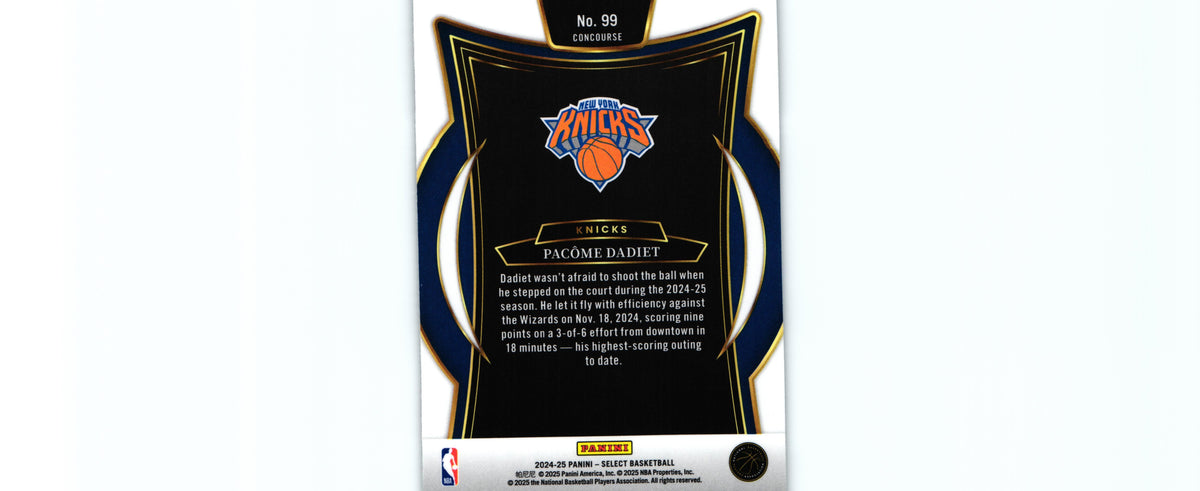 Pacome Dadiet 2024 Select #99 RC, Knicks
