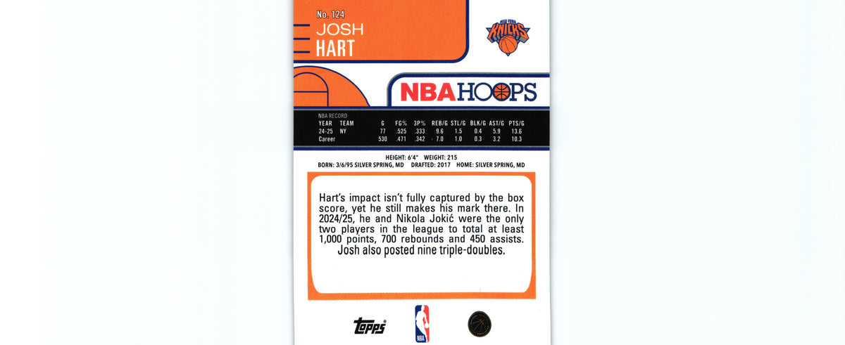 Josh Hart 2025 Hoops #124, Knicks
