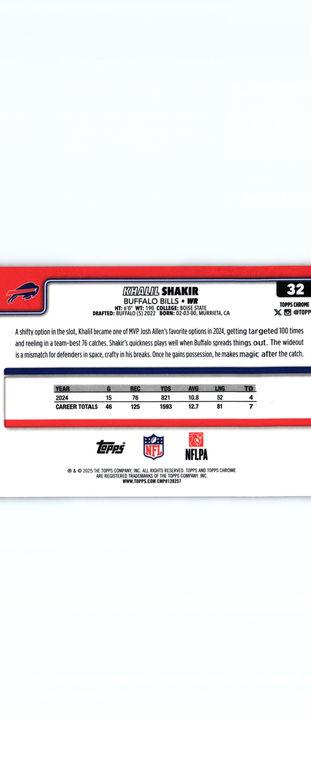 Khalil Shakir 2025 PULSAR Topps #32