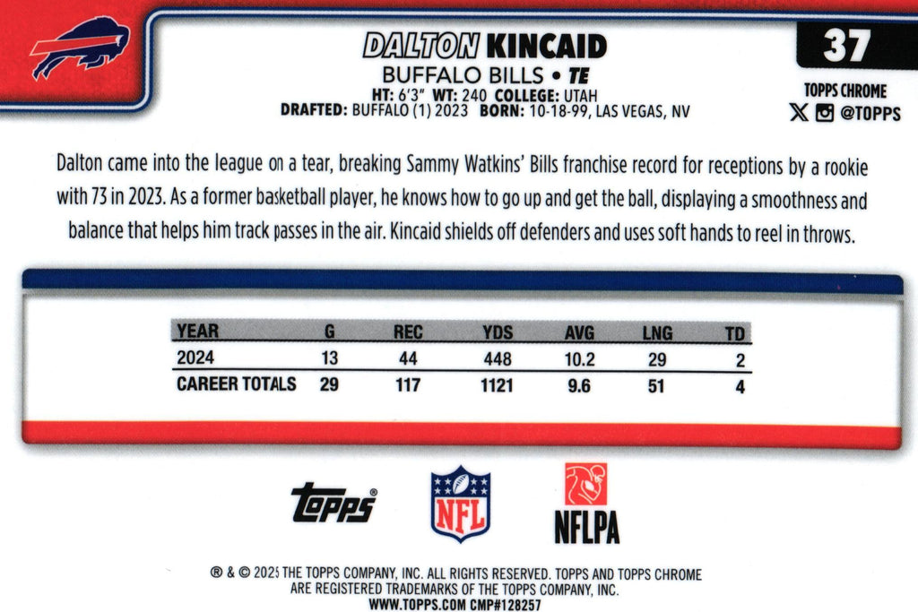 Dalton Kincaid 2025 LEATHER Topps #37